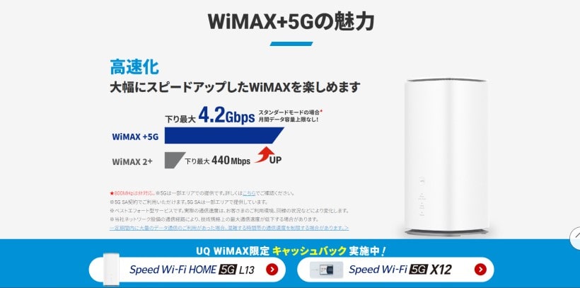 UQ WiMAXのホームルーター「Speed Wi-Fi HOME5G L13」 